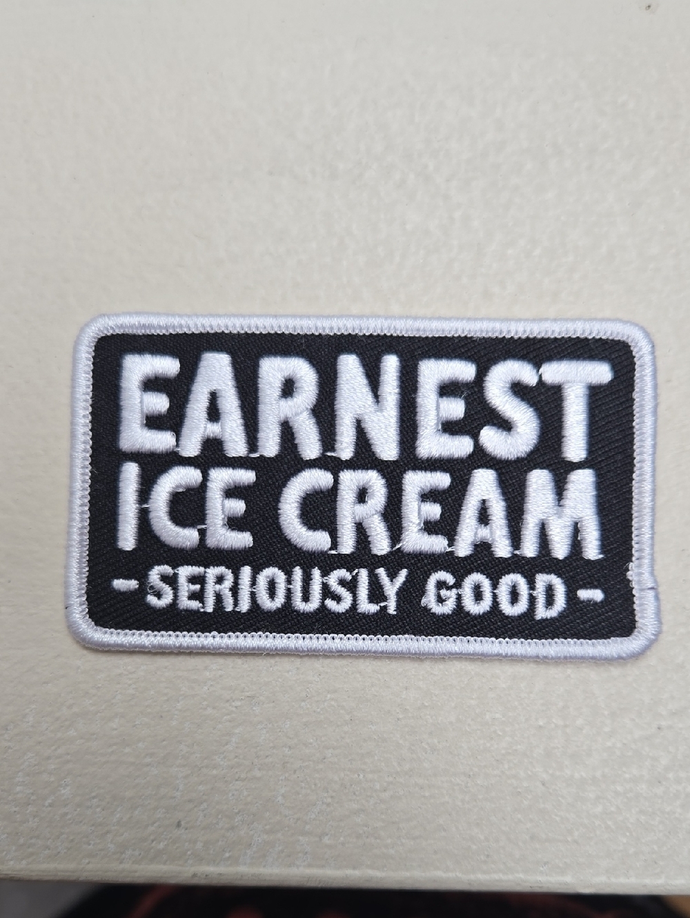 Earnest Ice Cream Embroidered Patch - Black & White
